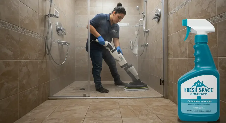 Fresh Space team deep cleaning bathroom